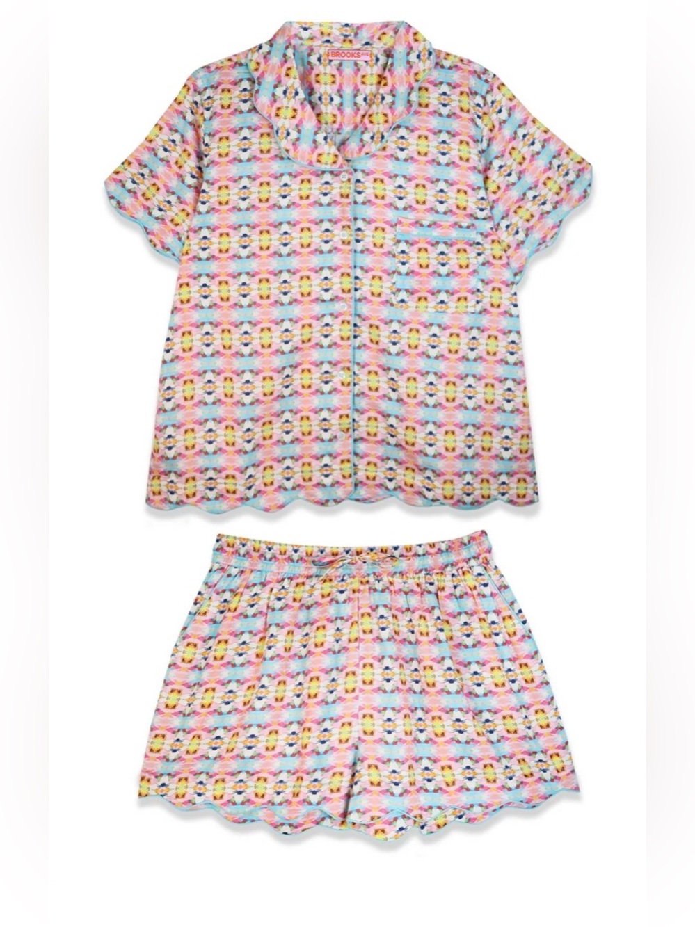 Brooks Avenue Scalloped Floral Cotton Pajama Short Set Women’s Small NWT $148